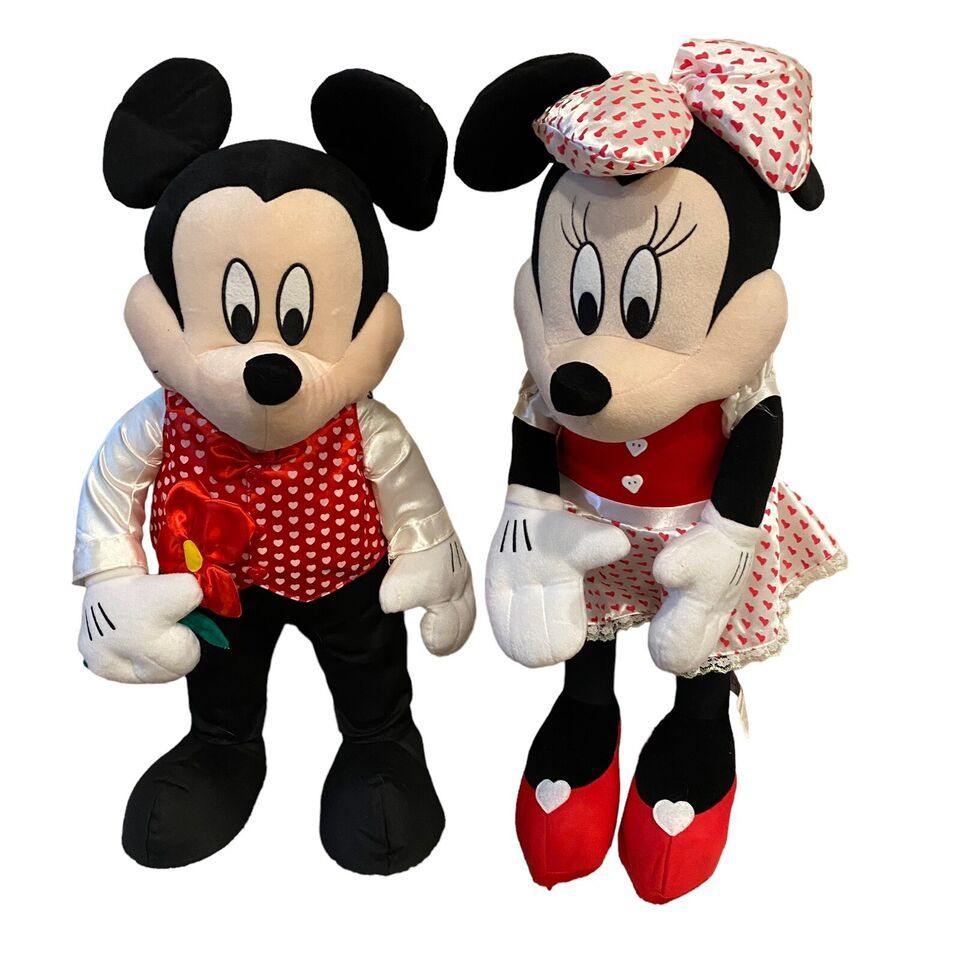 Disney MICKEY & MINNIE MOUSE 25” Door Greeters Stuffed Set Valentines Day - $60.00