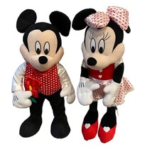 Disney MICKEY &amp; MINNIE MOUSE 25” Door Greeters Stuffed Set Valentines Day - £46.91 GBP