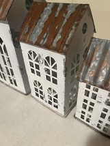 Set of House Candle Covers  in distressed White metal - SALE image 6