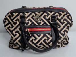 SPARTINA 449 Daufuskie Callahan Black Cream Tote Leather Linen Handbag Bag Purse - £19.57 GBP