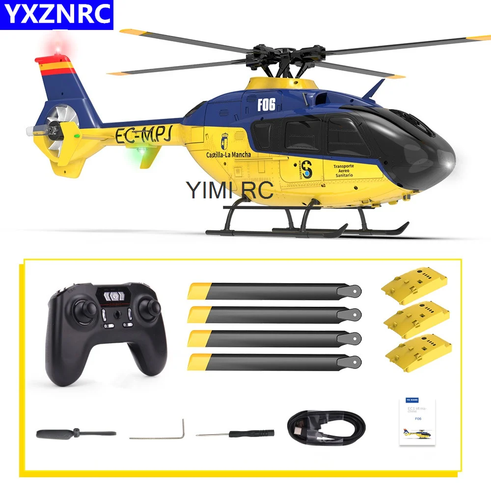 Yxznrc f06 ec135 2 4g 6ch rc helicopter rtf direct drive dual brushless one key 3d thumb200