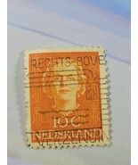 Netherlands Stamp Queen Juliana 10c Used 308 Fancy Cancel - $2.72 CAD