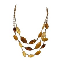 Talbots Layered Beaded Necklace Brown Beige Earth Color Tones Adjustable 18&quot; 20&quot; - $13.86