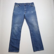 Vtg 70s Streetwear Mens 42x38 Distressed Wide Leg Bell Bottoms Denim Jeans USA - £63.26 GBP