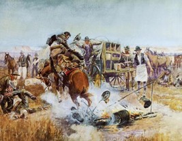 Bronc to Breakfast by Charles M. Russell Cowboy Western Horses Paper Print 26x20 - £47.62 GBP