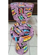Mexican Talavera Ceramic Toilet Hand Painted  - Mariposas Moradas - - $22,462.85 MXN