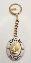 Vintage Tampa Bay Florida State Souvenir Gold Tone Swivel Keychain A-16 - £12.17 GBP