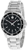 Movado 2600135 Series 800 Black Dial Stainless Steel Men&#39;s Watch - £416.12 GBP