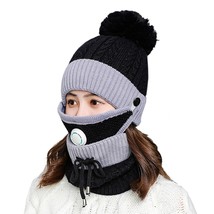 Winter Scarf Mask Set With Breathing Valve Thickened Knitted Hat - £15.89 GBP