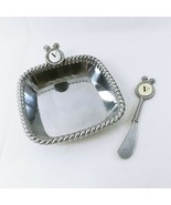 Dip Bowl and Spreader Set Metal Initial Letter V Silver Mudpie 2009 - €40,18 EUR