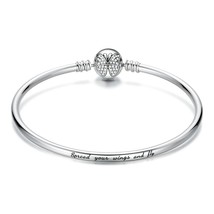 New Arrival Authentic 925 Sterling Silver Dazzling Butterfly Simple Basic Bangle - £40.23 GBP