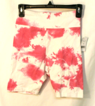 PINK &amp; WHITE TIE DYE BIKE SHORTS SIZE SMALL JUNIOR WOMAN DIP STRETCH NWT - $174.21 MXN