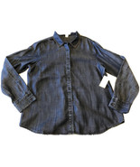 NWT Coldwater Creek Blue Tencel Beaded Collar Denim Long Sleeve Shirt 10... - £23.42 GBP