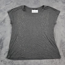 Apt 9 Shirt Womens L Gray Short Sleeve Round Neck Casual Top with Sequins - £8.73 GBP