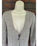 DKNY Jeans Holey Cardigan Small Button V-Neck Open Knit Sweater Jacket B... - $4.75