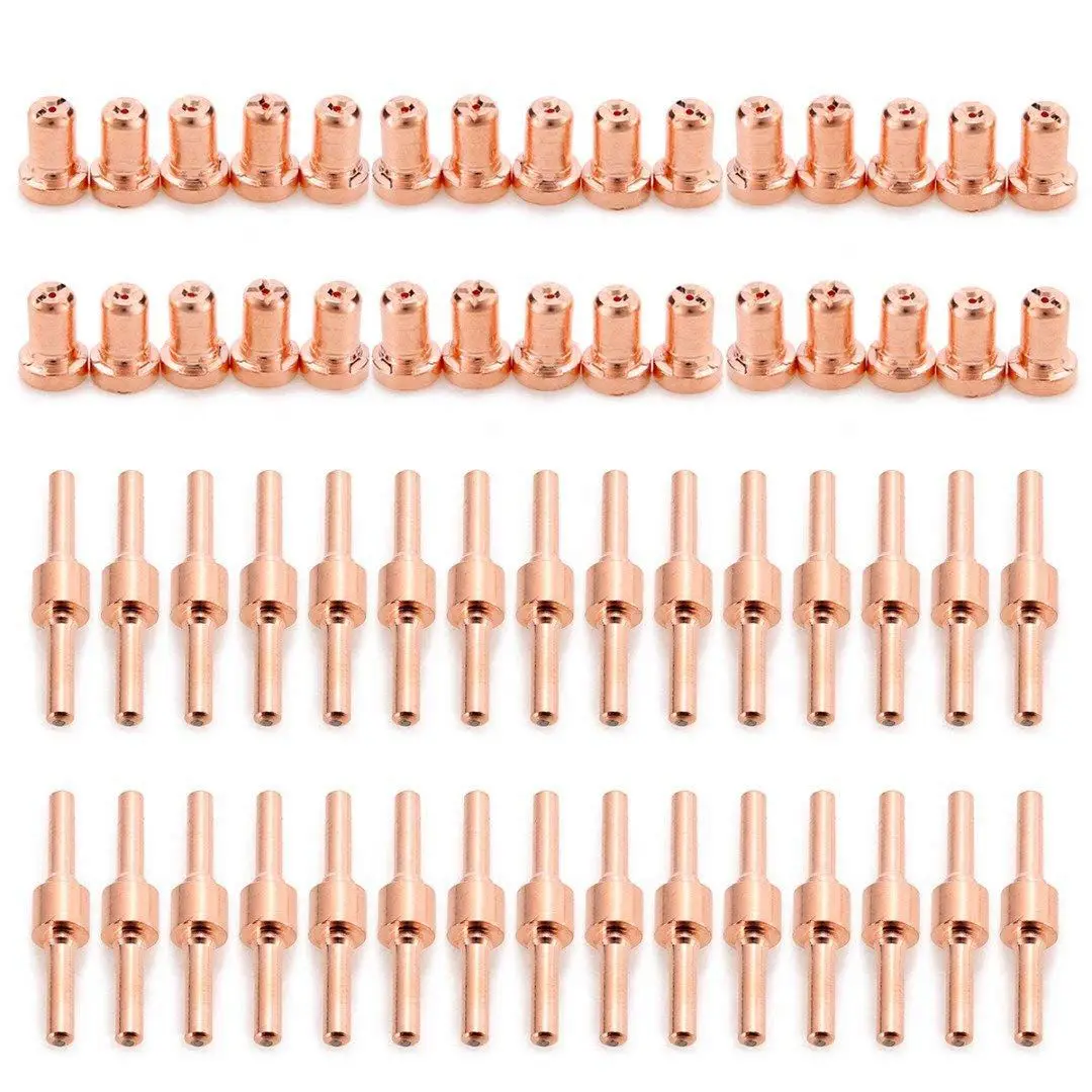 60pcs Red Copper Extended Long Plasma Cutter Tip Electrodes&amp;Nozzles Kit Consumab - £55.75 GBP