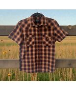 Pendleton Mens Frontier SIZE M Pearl Snap Button Up Shirt Plaid Short Sl... - $29.70