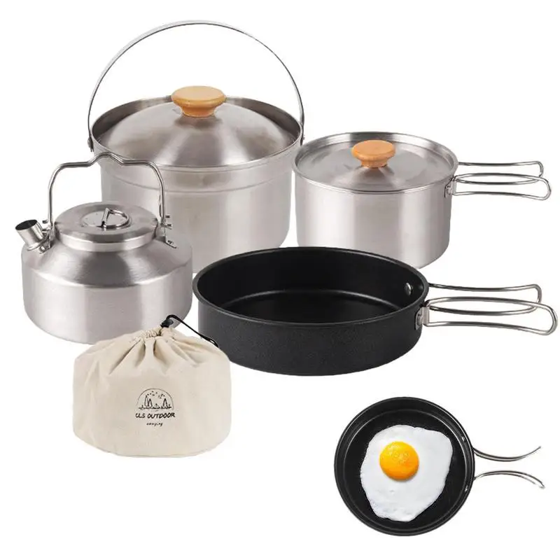 Camp Cookware Set 4pcs Camping Pots And Pans Hiking Pots And Pans Backpacking - £54.87 GBP+
