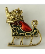 MODERN Scandinavian Jewelry DANECRAFT Christmas Sled Santa Toys Brooch Pin - £18.82 GBP