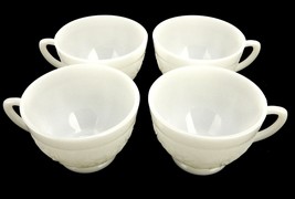 4 Anchor Hocking &quot;Anchorglass&quot; Ivory Punch Cups, Vintage 1940s Sandwich ... - $29.35