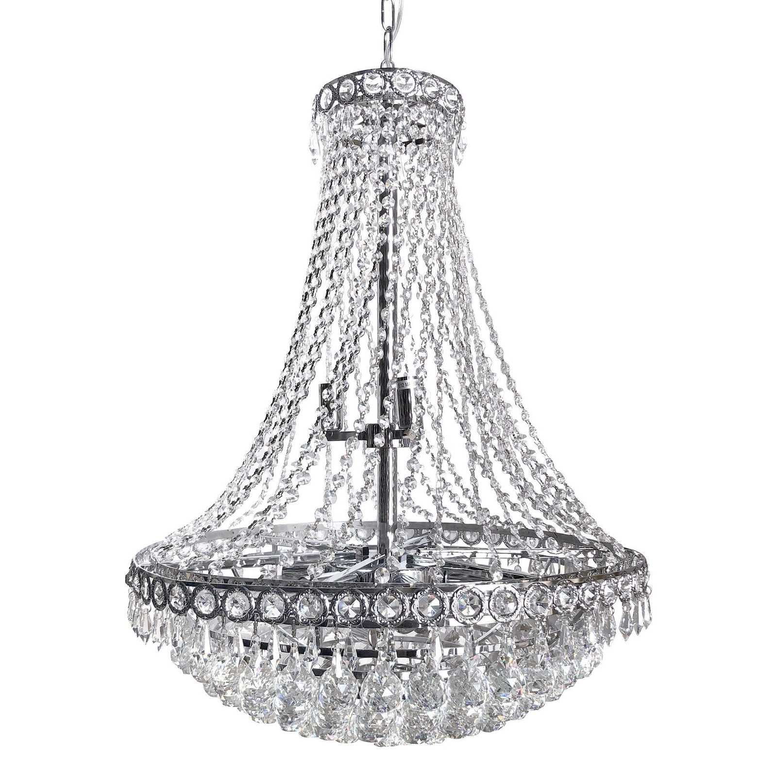Primary image for French Empire Tiered Crystal Chandelier - Chrome - Art Deco - 30" x 24"