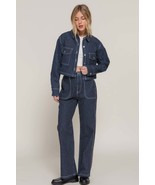 Button Down Stripe Denim Short Jacket - $49.92 CAD