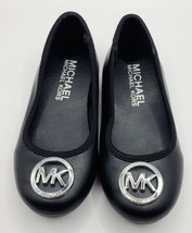 MICHAEL Michael Kors Black Faux Leather Metal Logo Accent Slip-On Ballet Flats 9 - £10.19 GBP