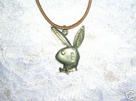 Formal Dress Bunny Rabbit Head with Bow Tie Pewter Pendant Adjustable Necklace - £6.81 GBP