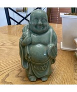 Vintage 7&quot; Chinese Green Buddha Celadon Glaze Figurine Of A Man - Signed - €51,03 EUR