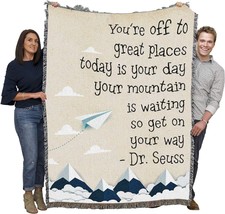 Your Off To Great Places Blanket Paper Airplane And Mountains Tapestry Throw - £61.13 GBP