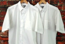 Lot of 2 Edwards Men&#39;s White Cotton Oxford Short Sleeve Shirts XL - £8.34 GBP