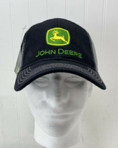 John Deere Cap Black &amp; Grey Snapback Mesh Trucker Embroidered Deer Logo Hat - £12.58 GBP