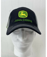 John Deere Hat Black &amp; Grey Snapback Mesh Trucker Embroidered Deer Logo Cap - £11.94 GBP