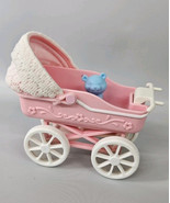 Vintage 1998 Mattel Barbie KELLY Tiny Steps Doll Carriage Pink &amp; Blue Te... - $14.80