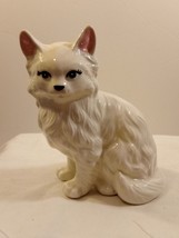 Vintage Hand-Painted White Glazed Persian Cat/ Kitten Figurine - $14.85