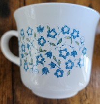 Seven (7) Vintage Corelle By Corning ~ Blue Heather Floral ~ Flat Coffee Mug/Cup - £41.84 GBP
