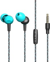 Earbuds in ear earphones headset noise iso built in mic phone play light blue - £10.55 GBP