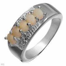 Natural Opal Topaz Birthstone Five Stone Ring Size 7 14k White Gold Over... - £23.40 GBP