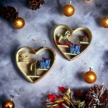 Lot if 2 Hallmark Loving Memories Curio Shelf Heart Shaped Ornaments 1986 - £7.53 GBP