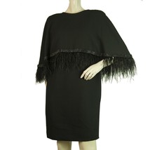 Dimitris Petrou Black Feathers &amp; Beads Mini Length Cape Dress - $227.70