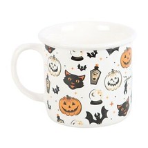 Spooky Cat and Pumpkin Print Mug - $17.38