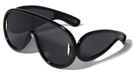 Futuristic Oversized Side Shield Lens Oval Visor Sunglasses Fashion Men Women UV - £11.44 GBP