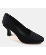 Anne Klein iflex Prima Black Suede Mid Heel Square Toe Pumps - $119.11 CAD