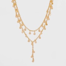 SUGARFIX by Baublebar Gold Coins Long Double Layered Chain Disks Y-Necklace NEW - £9.78 GBP