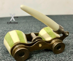 Brass Binocular Antique Green and White Mother Of Pearl Design Opera Glasses - £26.03 GBP