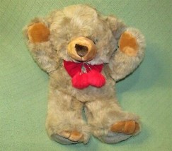 24" Vintage Jc Penney Teddy Bear 1995 Plush Stuffed Animal Red Bow Pom Poms Toy - $22.05