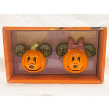 Disney Mickey &amp; Minnie Pumpkin Ceramic Salt &amp; Pepper Shakers-NEW - £14.22 GBP