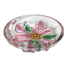 Vintage Japanese Savior Vivre Crystal Poinsettia Flower Trinket Dish Ash Tray - £15.81 GBP