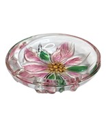 Vintage Japanese Savior Vivre Crystal Poinsettia Flower Trinket Dish Ash... - £15.49 GBP