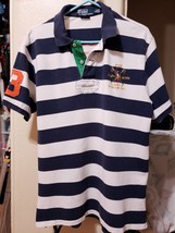 Polo Ralph Lauren Men’s Navy and White Striped Vintage Style Polo Large - £35.97 GBP